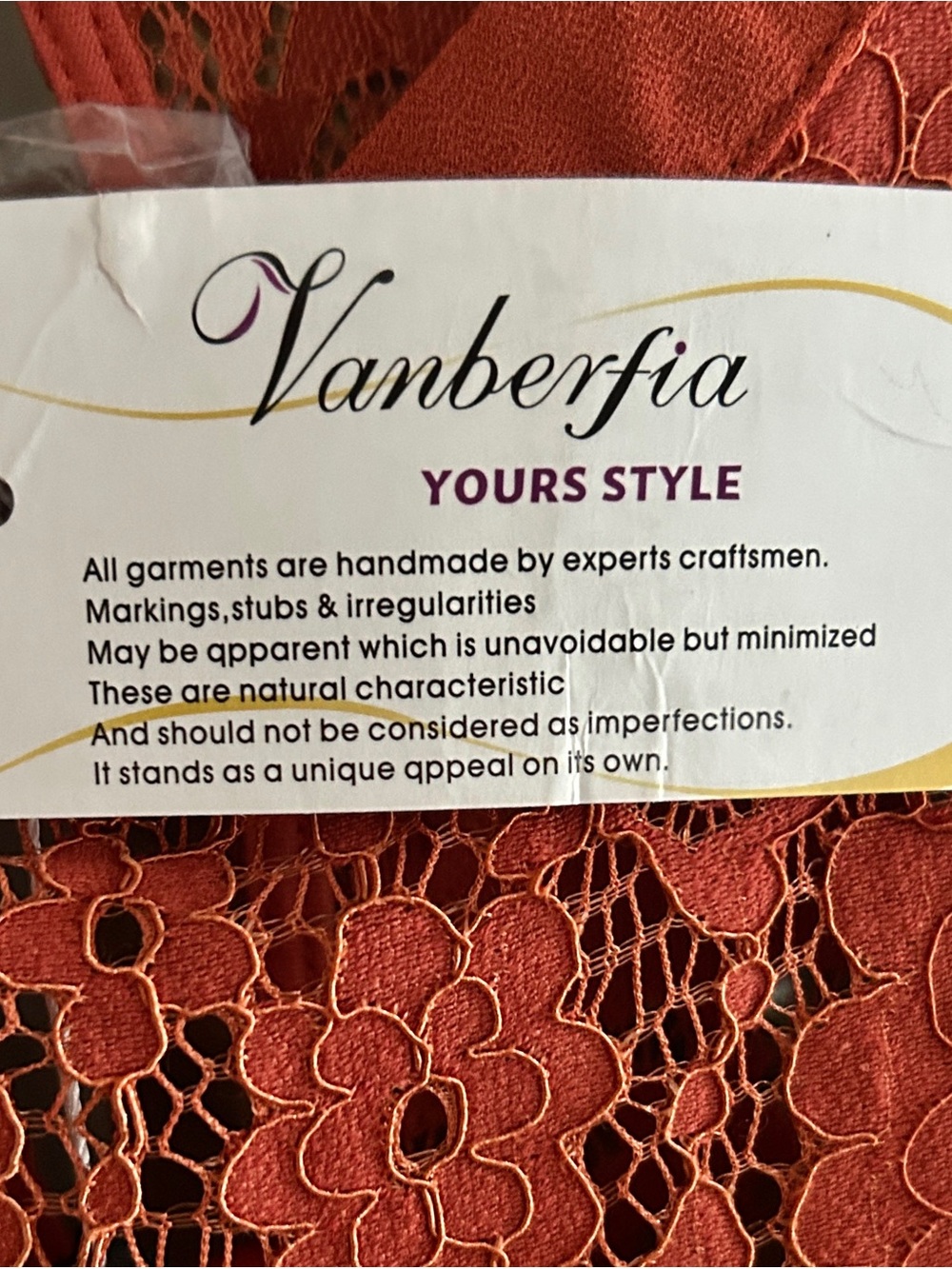 💐NWT Vanberfia Women's Plus Lace Yoke Short Sleeve Slip Dress - Rust - Picture 4 of 5
